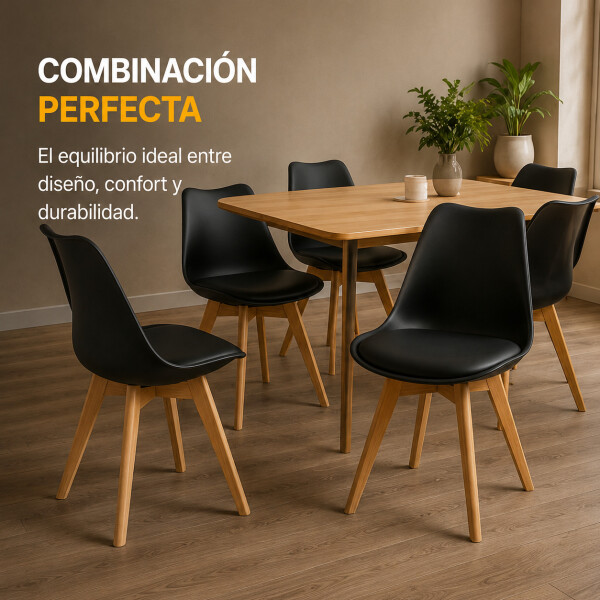 Silla Comedor ComboHome Tulip Eames Pack X2 Negro 1
