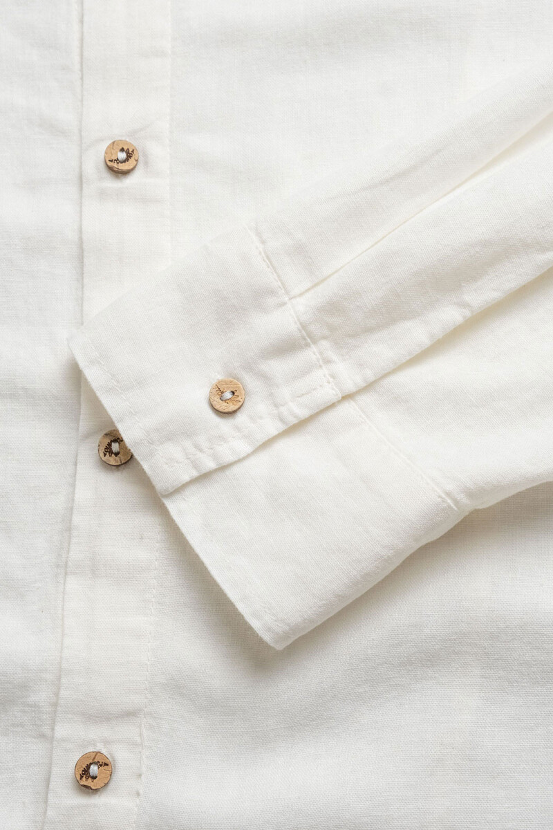 LONG SLEEVE LINEN SHIRT White