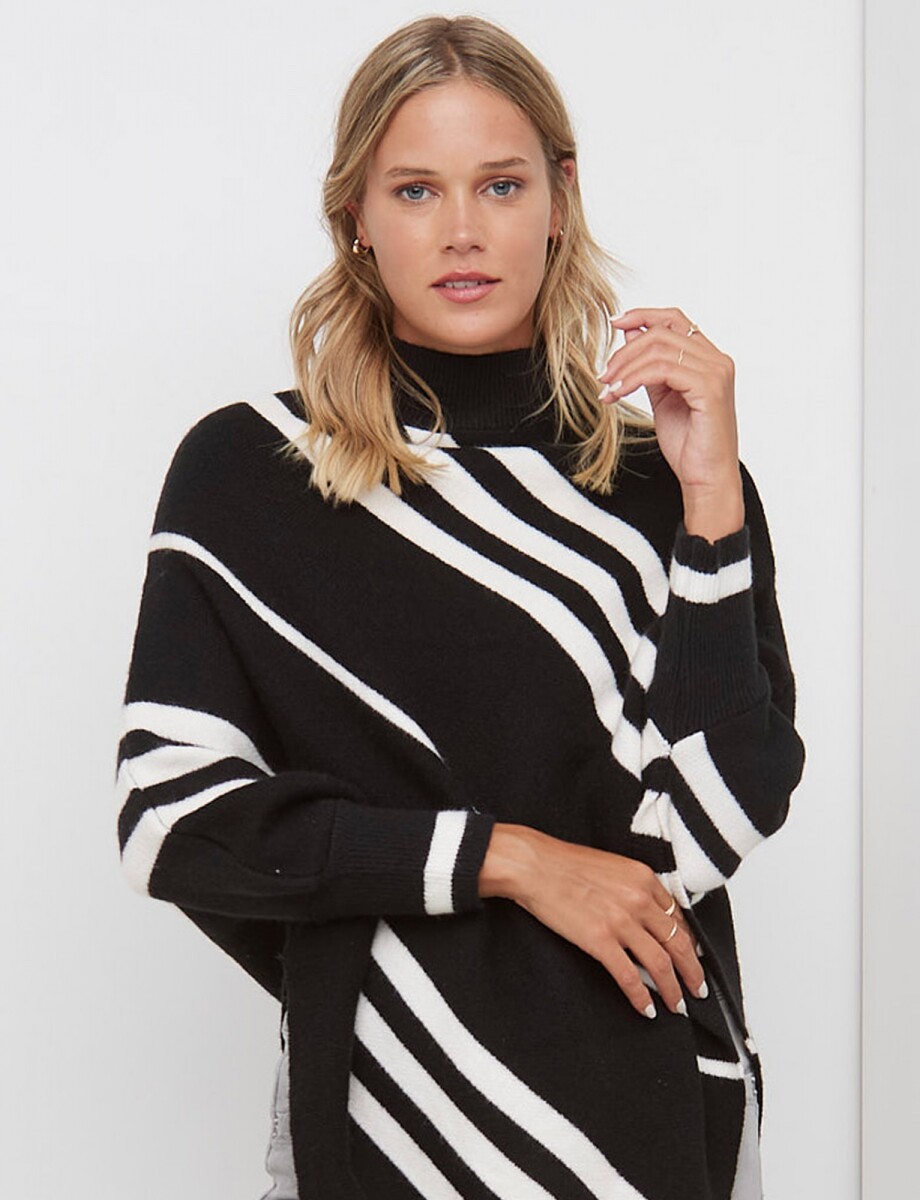 Poncho Lineas - Negro/blanco 
