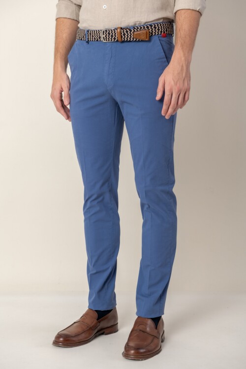 Pantalón de algodón Slim Fit Blue