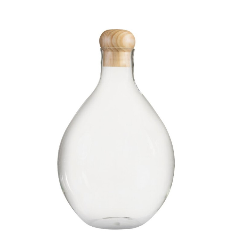 Botellon en Vidrio y Tapa en Madera para Guardar Corchos Medio Botellon en Vidrio y Tapa en Madera para Guardar Corchos Medio