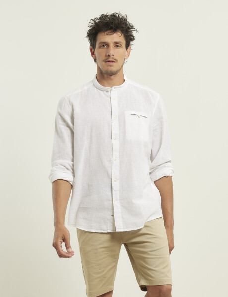 Camisa Harrington Label Lino Blanco