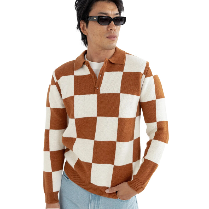 Buzo Rhythm Rhumba Check Polo - Marrón Buzo Rhythm Rhumba Check Polo - Marrón