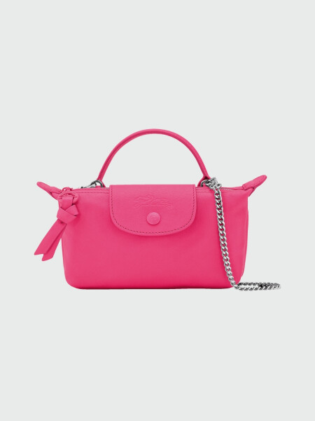 Longchamp - Sobre de cuero, Le Pliage Pink Fucsia