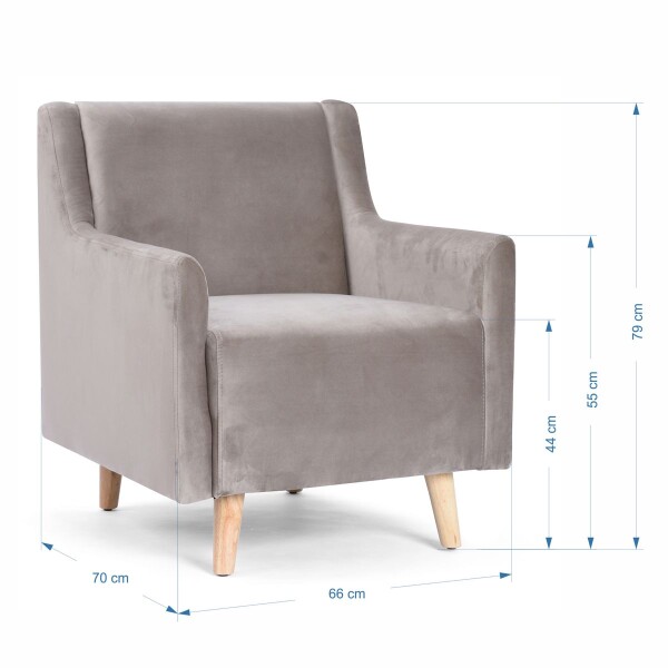 Butaca Sillon Poltrona Durham Tejido Patas Madera GRIS