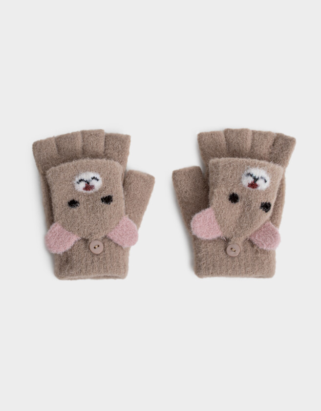 Guantes Infantiles Guantes Tejidos Mitones - Marron Beige