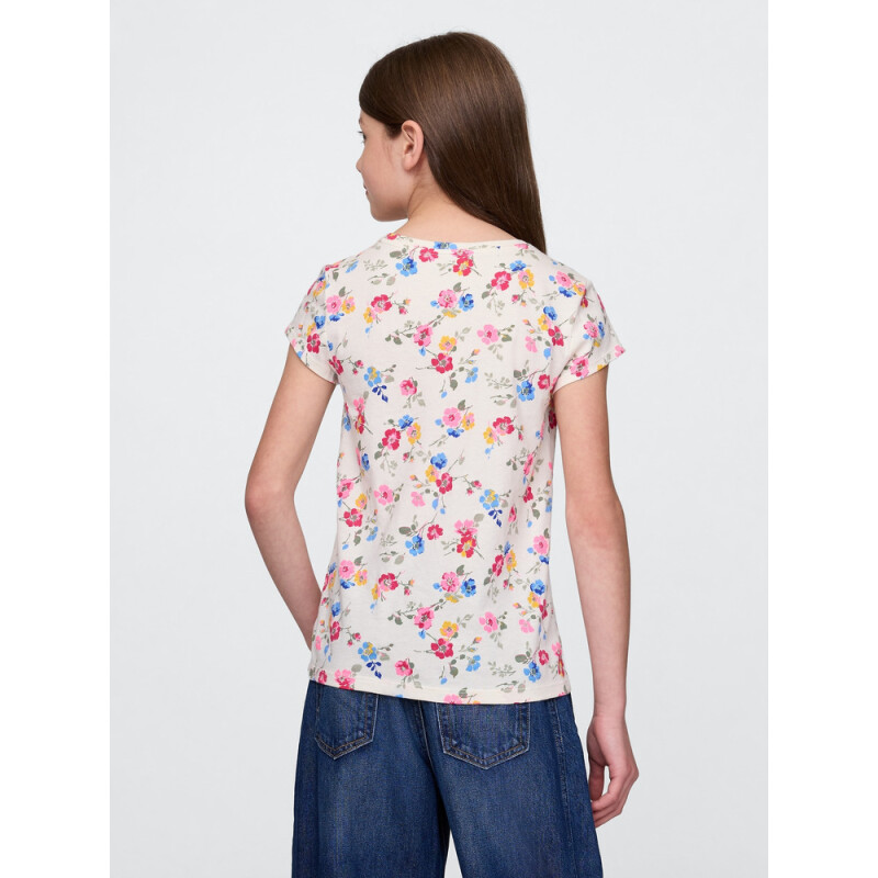 V-FRCH SS VALUE TEE WHITE FLORAL PRINT