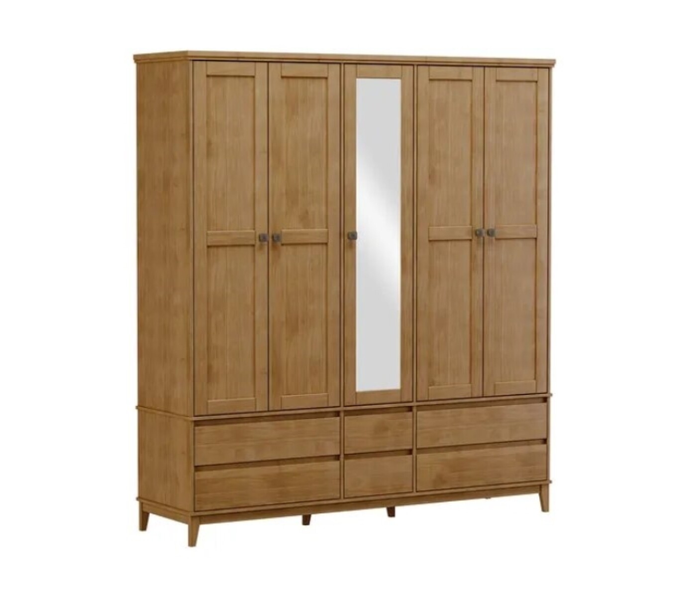 Ropero 5 Puertas 6 Cajones Con Espejo Ouro 2253-o Freijo 