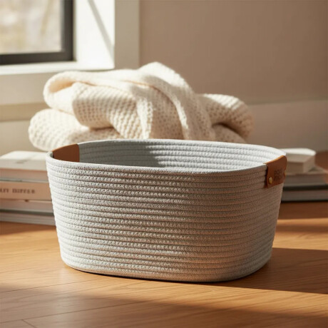 Cesto Canasto de Algodón con Asa Paramount Deco 45x30x22Cm Gris