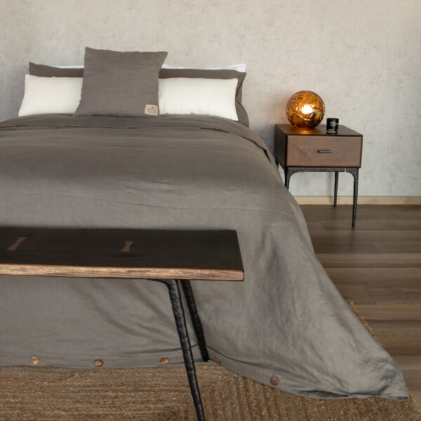 FUNDA DE DUVET FRENCH FLAX LINEN Gris - QUEEN