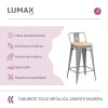 Taburete con respaldo Tolix en metal con asiento de madera Gris