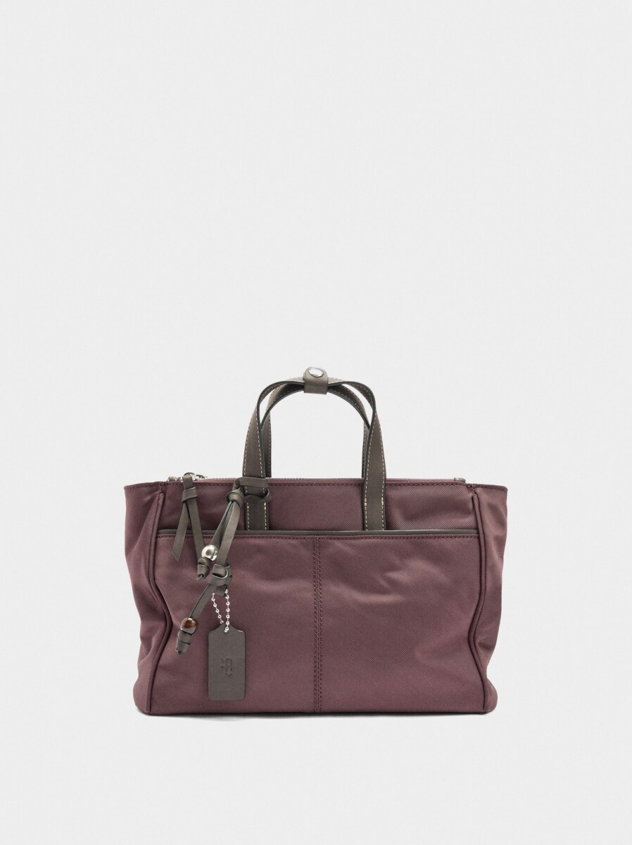 Bolso Tote De Nylon Con Bandolera - burdeos 