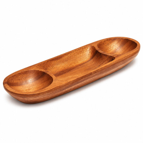 Copetinero Oval 3 Divisiones en Madera para Picada 41x13x4Cm Marrón
