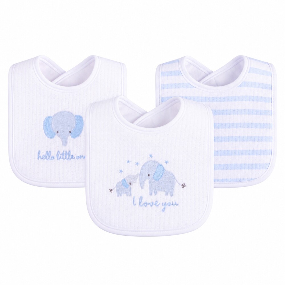 Set x3 baberos elefante ASH celeste