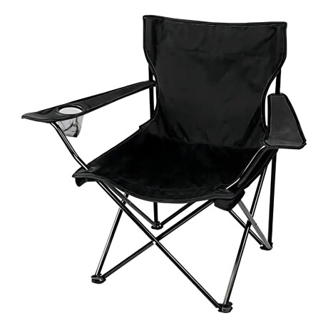 Silla Plegable C/Portavaso, Apoyabrazos Bolso Liviana 90 Kg Negro