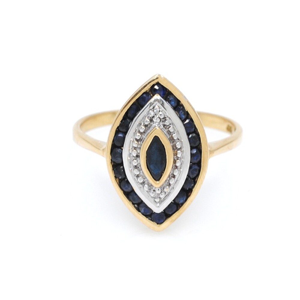 Anillo oro 18k dos tonos ,zafiros y brillantes Anillo oro 18k dos tonos ,zafiros y brillantes