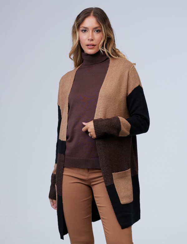 Cardigan Colorblock MULTI/TOSTADO