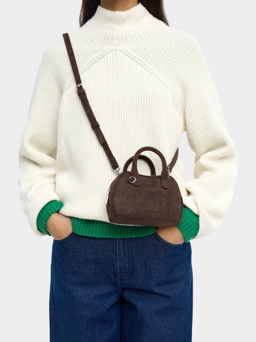 Mini Bolso De Mano Con Efecto Piel marron