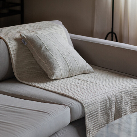 Manta para sillón y cama algodón Marfil waffle 180 x 130 cm