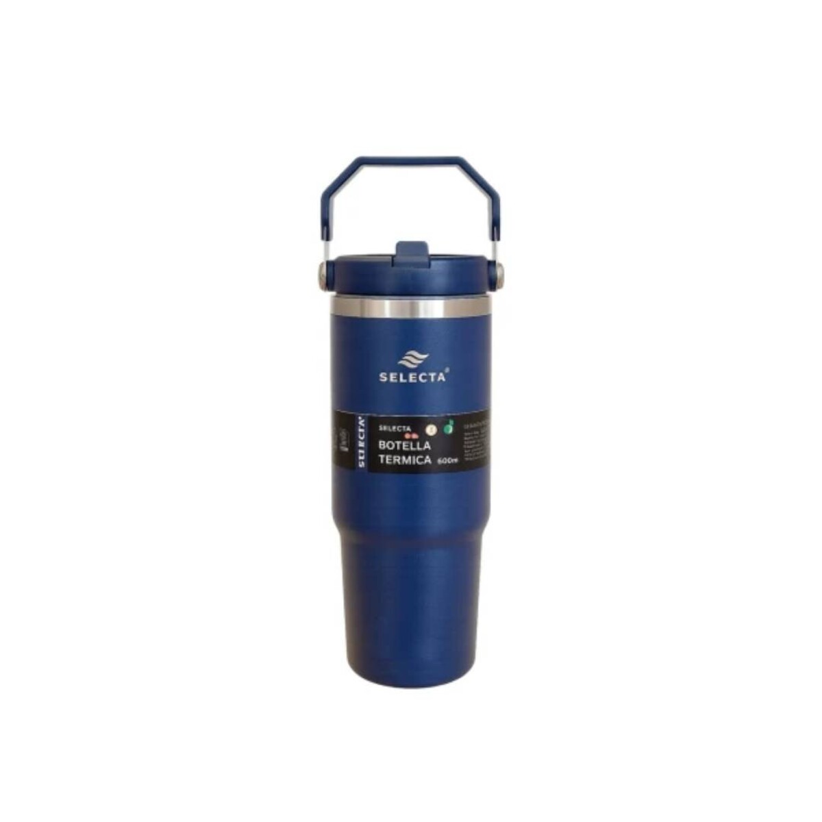 MUG TERMICO C/PICO 900ML ACERO - AZUL MARINO 