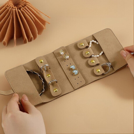 Estuche joyero plegable para viaje velvet - 10x24cm Marron