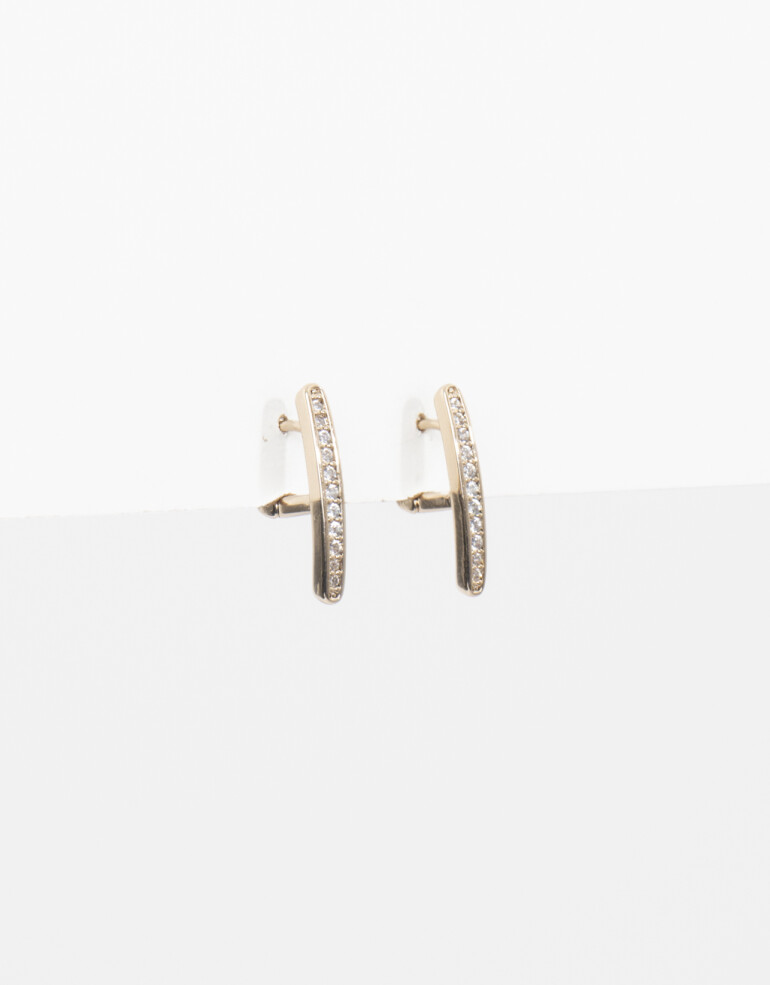 Aros Colgantes Cortos Strass Aros Colgantes Con Cubic Zirconia - Dorado