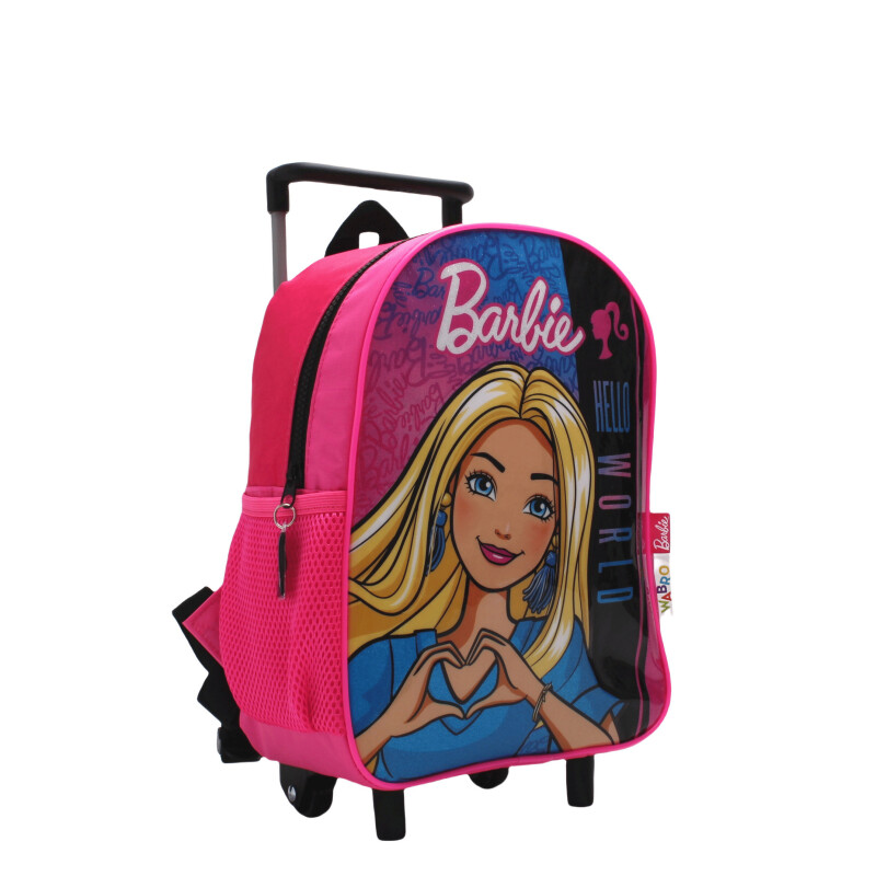 Mochila Barbie Hello World 12" Carro Fucsia - Negro