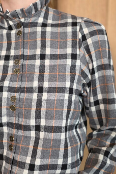 Camisa Mili Escoces Negro con Naranja