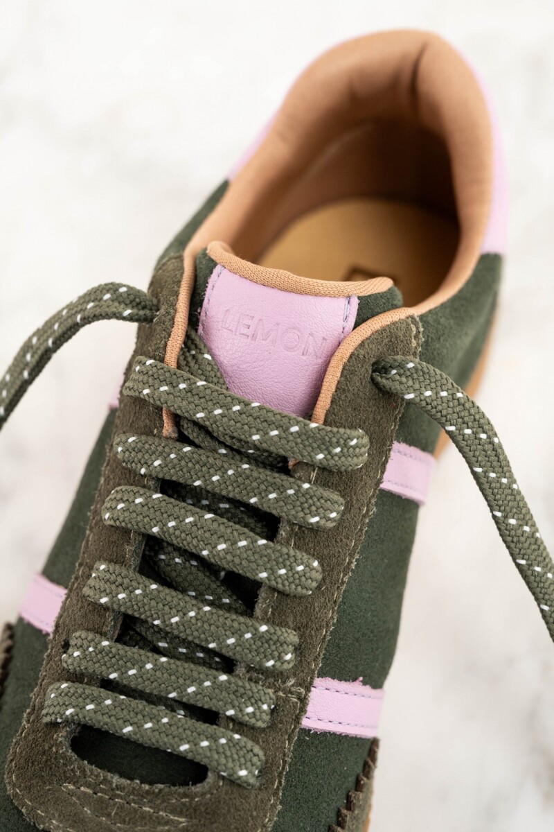 Zapatilla Gamuza Cuero Oliva