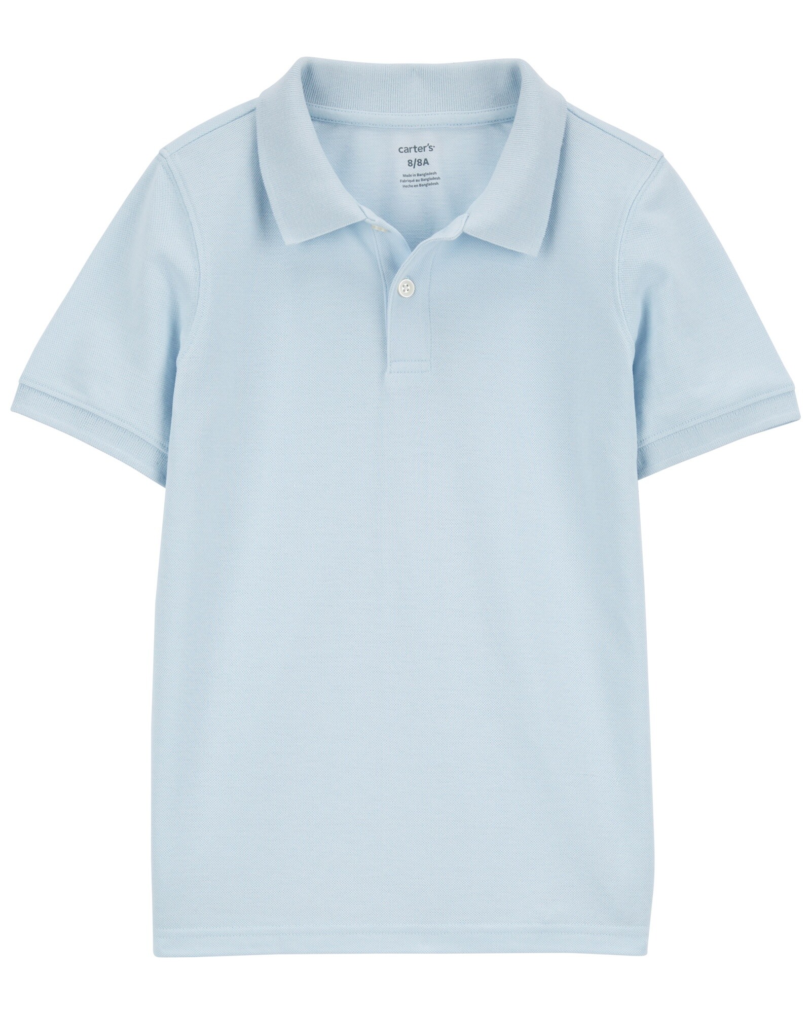 Remera polo de algodón, manga corta, azul Sin color