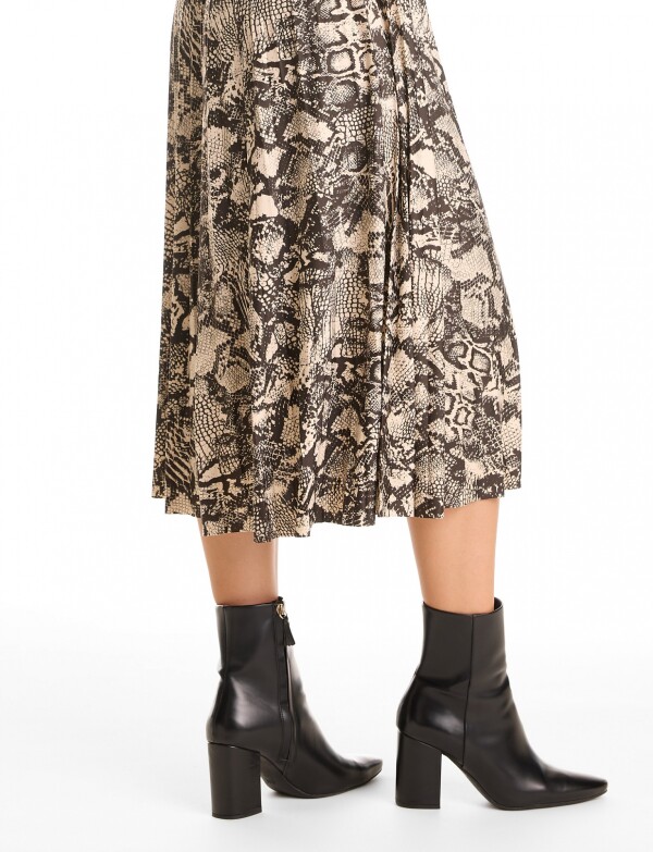 Vestido Midi Animal Print NEGRO/BEIGE