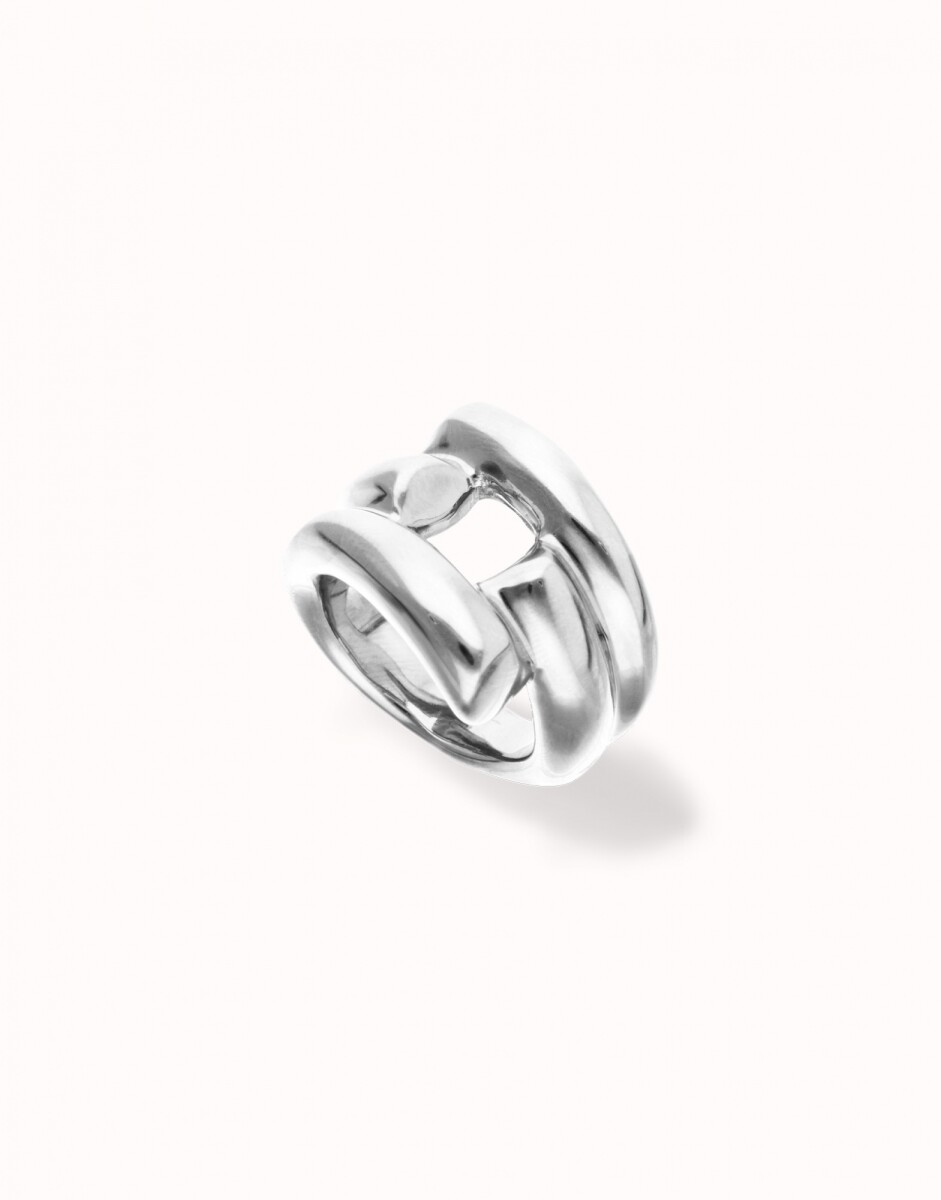 ANILLO DE ALEACIÓN DE METALES BAÑADO EN PLATA DE LEY CON FORMA DE TUBOS - Anillo 