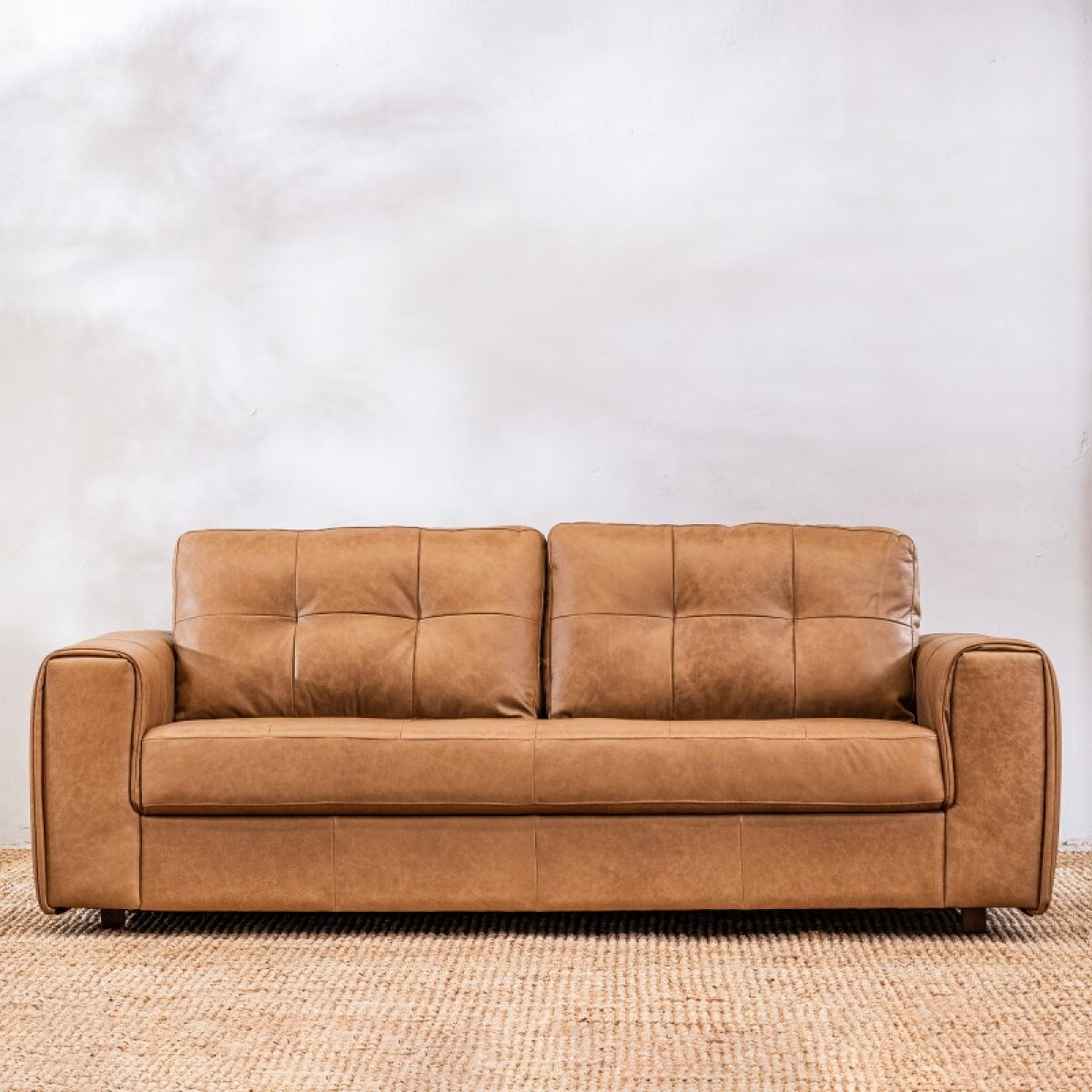Sillon Cuero Raffaello 3 Cuerpos Amendoa 