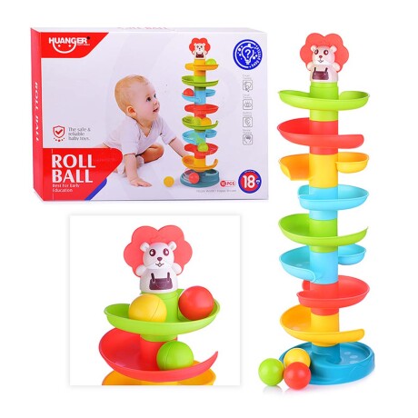 Juego Didáctico Torre 60Cm Pista Tobogán Pelota Bebé Huanger Multicolor