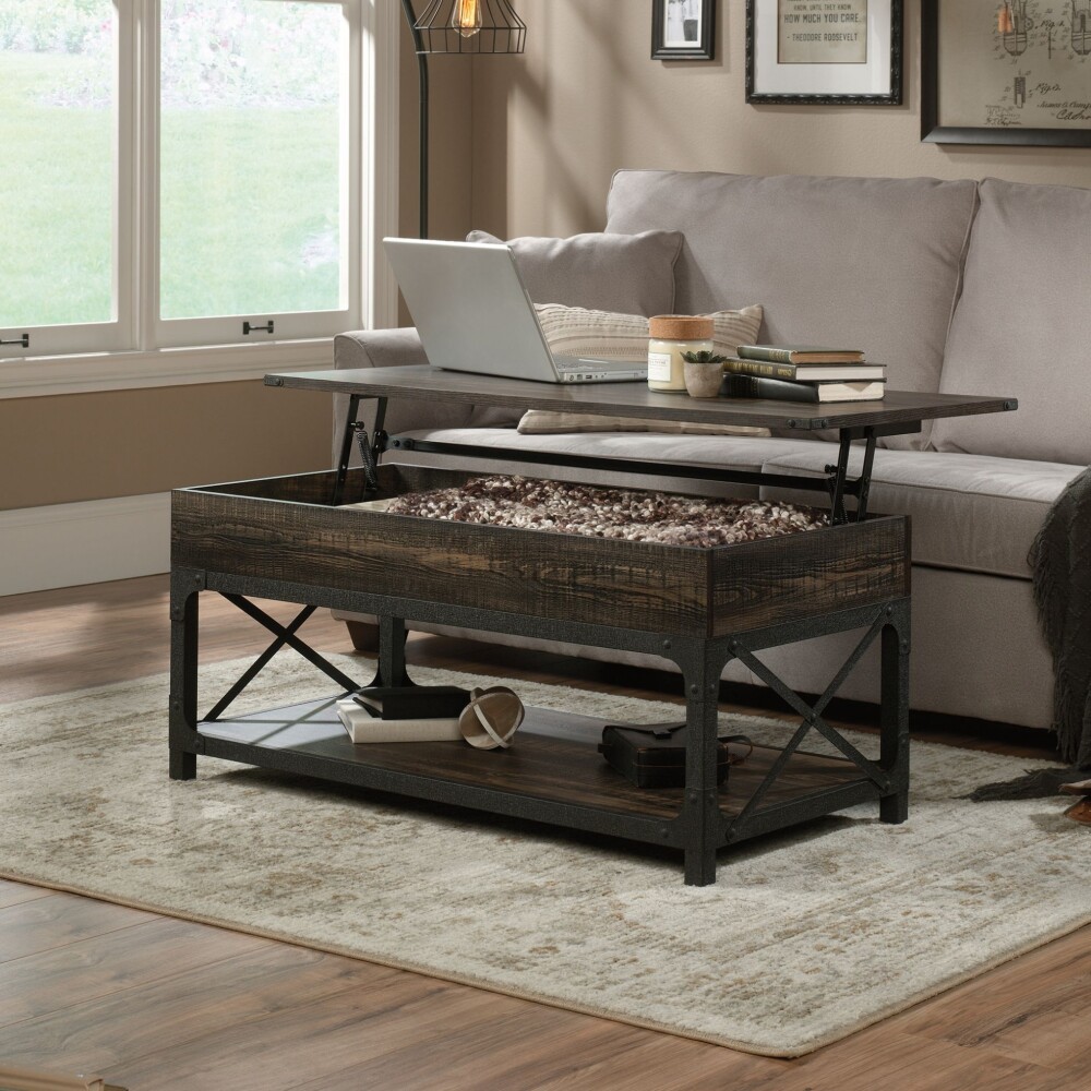 Mesa Ratona Articulada - Sauder - Linea Steel River Marrón Oscuro