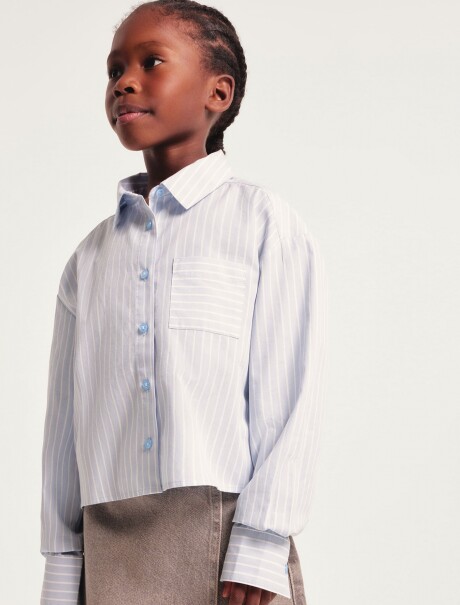 CAMISA HILO TEÑIDO PARA NIÑA CELESTE