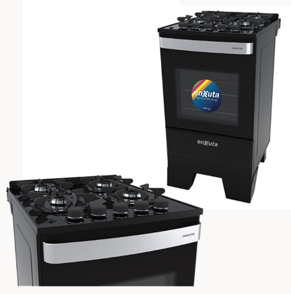 COCINA ENXUTA CENXV 27542NG 4H Mesada VIDRIO s/Gas -NEGRA 