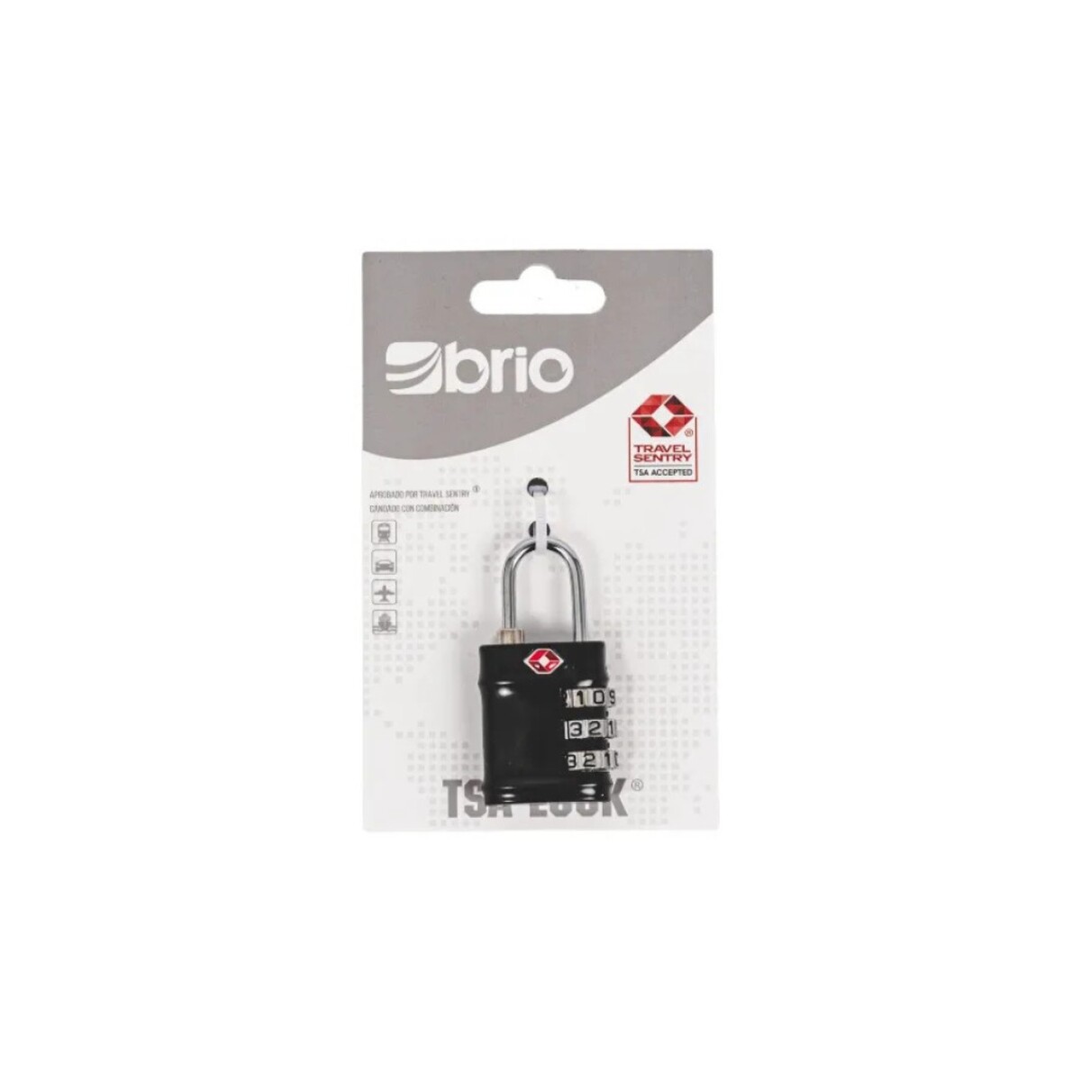 CANDADO PARA VALIJA CON COMBINACION BRIO - NEGRO 