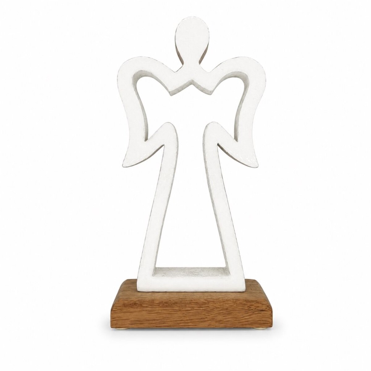 ADORNO ANGEL SILUETA MADERA BLANCO 21 CM 