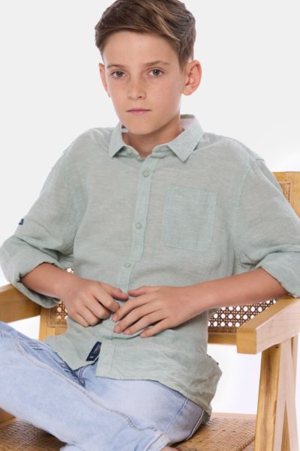 CAMISA DE LINO Menta