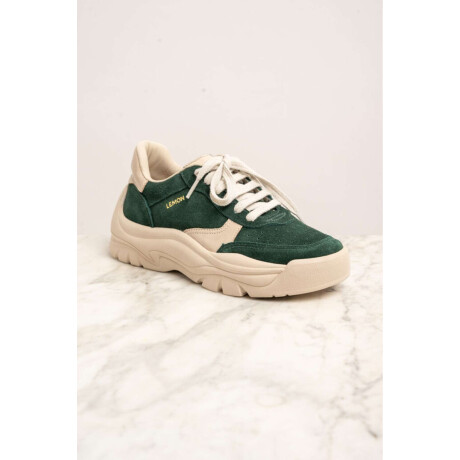 Zapatilla Gamuza Combinada Verde