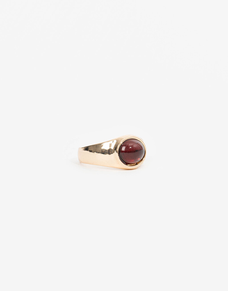 Anillos Medianos y Grandes Acrilico Anillo De Metal Y Acrílico Burgundy - Dorado