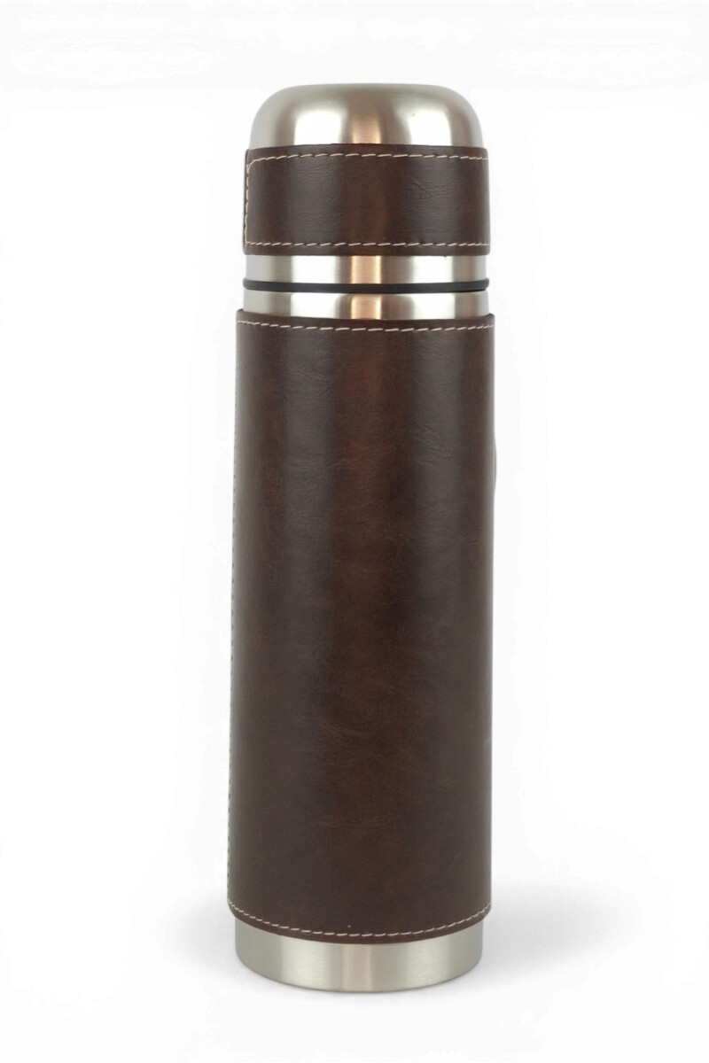 Termo de acero forrado 500 ml chocolate