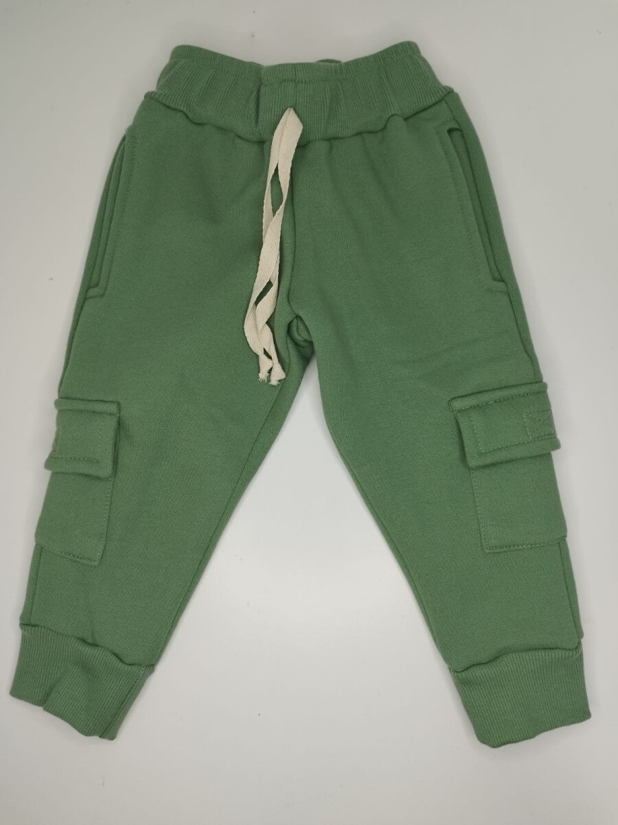 Pantalón Felpa Cargo Verde 