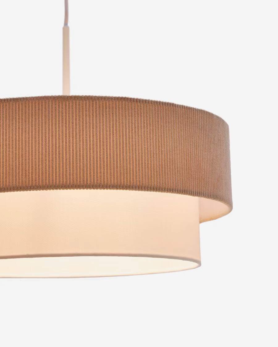 Lámpara de techo Bianella de algodón y pana beige Ø 40 cm