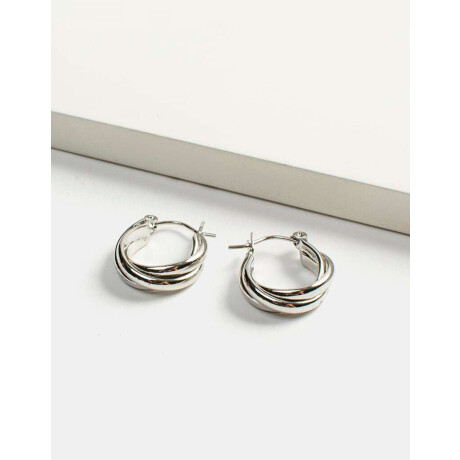 Aretes Argollas Entrelazadas Plateado Rodio