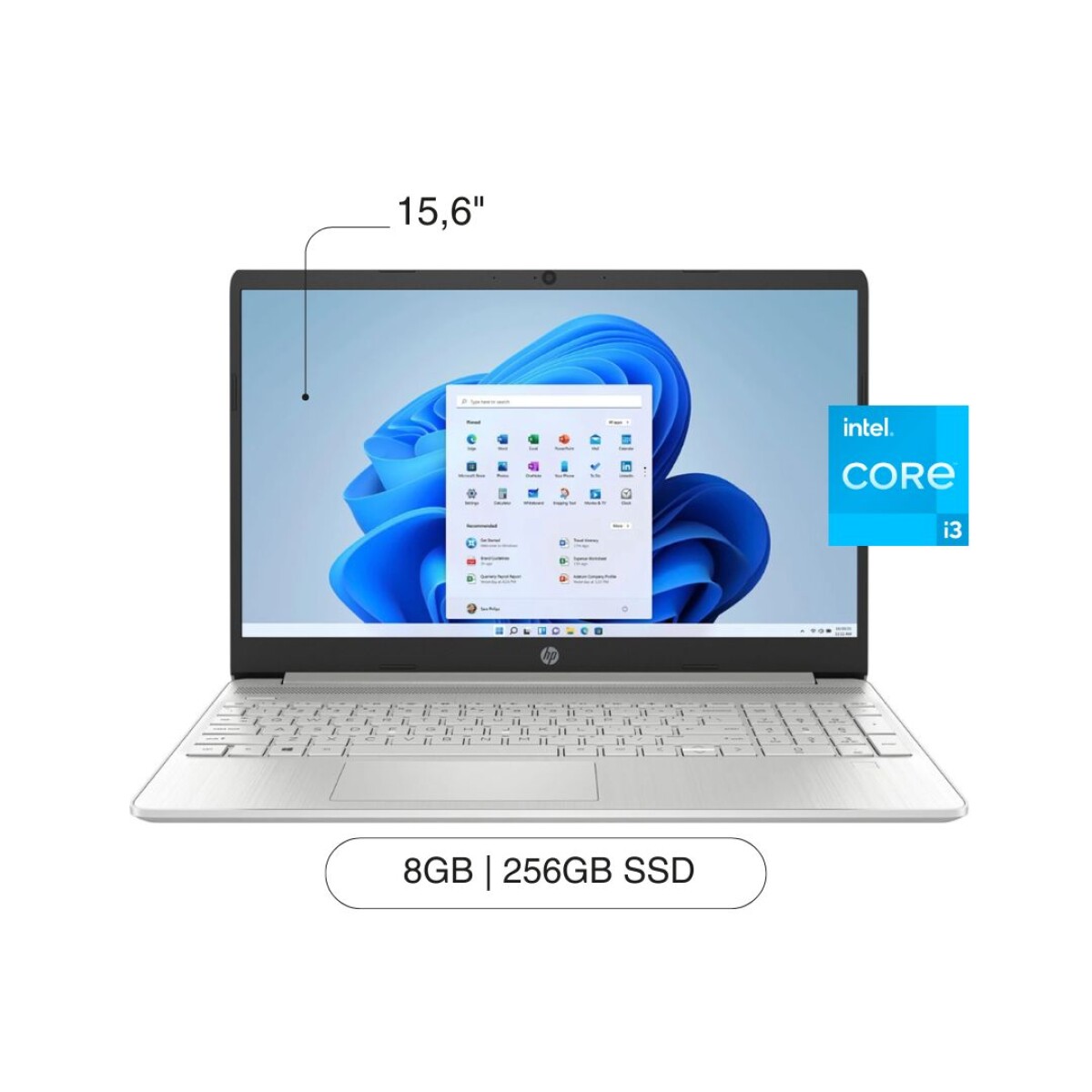 Notebook HP 15-DY5033DX 15.6' FHD 256GB SSD / 8GB I3 W11 - Silver 