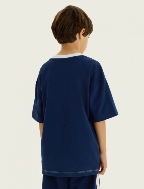 CAMISETA OVERSIZE ESTAMPADA AZUL
