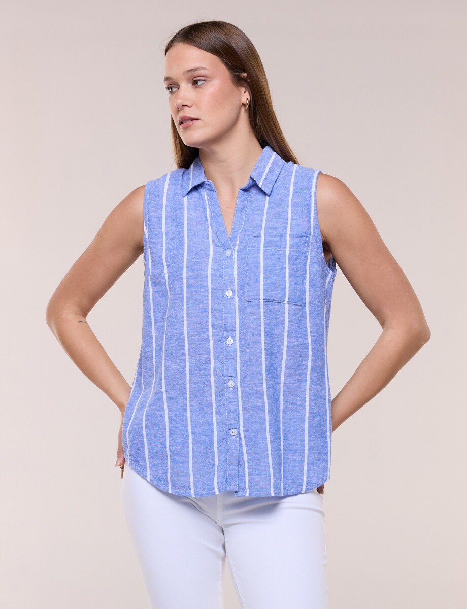Camisa Lino - Azul/multi 