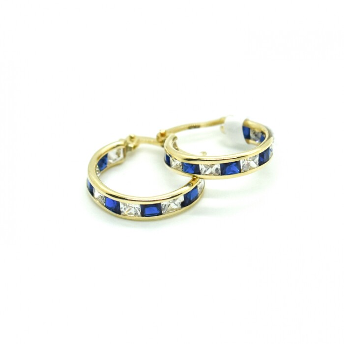 Caravanas en Oro 10 Kilates Con Zirconias de Color Caravanas en Oro 10 Kilates Con Zirconias de Color